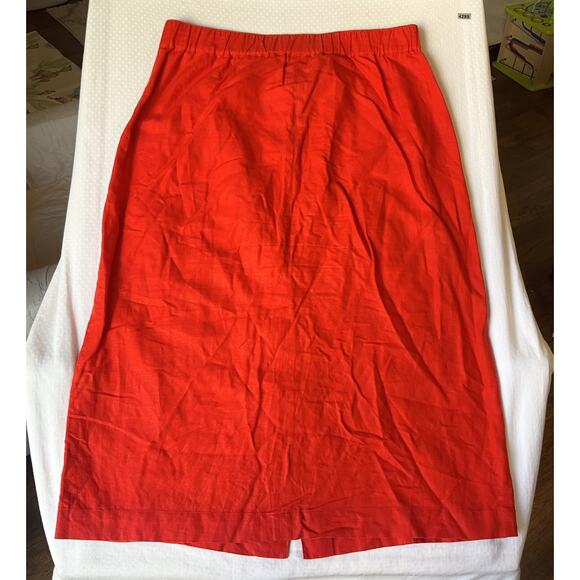Universal Thread Women Skirt M Red Orange Cotton Linen Casual Button Knee Length - Picture 8 of 8